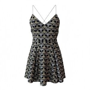 Alice + Olivia Black and Gold Embroidered Fabric Mini Dress 6